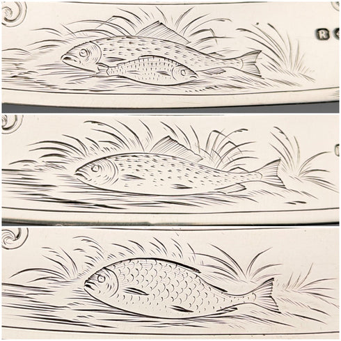 1836 年英國古董純銀魚餐具 3 對共 319 克 Charles Needham